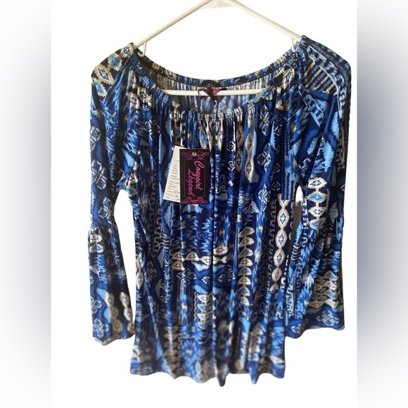 Cowgirl Legend Western Top Women's Medium Multicolor Bohemian Blouse NWOT - Picture 2 of 8